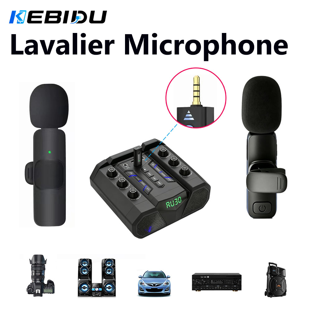 Streaming Mic Condenser - KEBIDU ラベリアマイクワイヤレス 3.5 ミリメートル全指向性コンデンサーマイクメガホンカメラスピーカーフォン録音ライブストリーム用 Lavalier Microphone