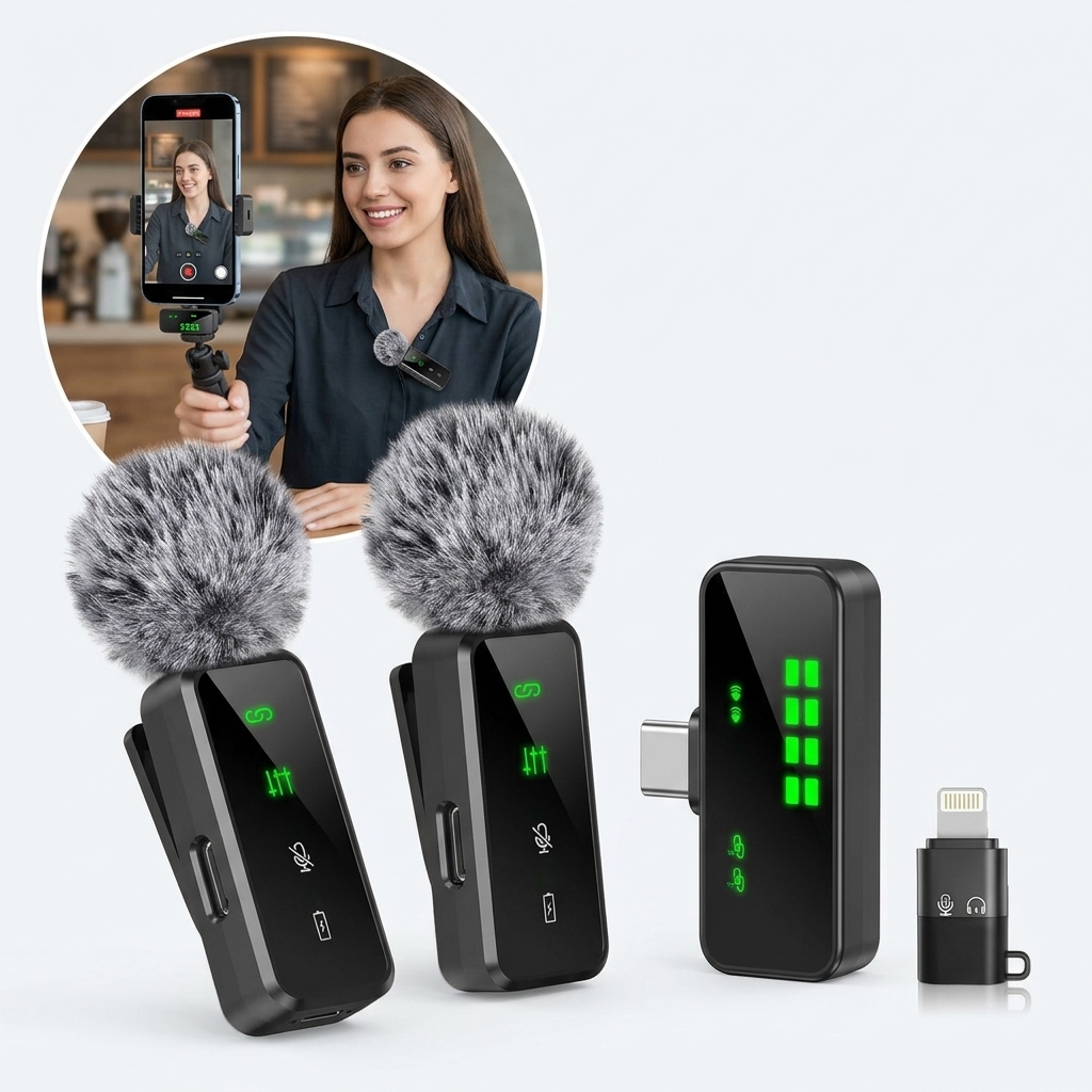 Streaming Mic Condenser - ワイヤレスラベリアマイク クリップオンミニマイク スマホ用 ビデオ録画 ライブストリーミング ポッドキャスト