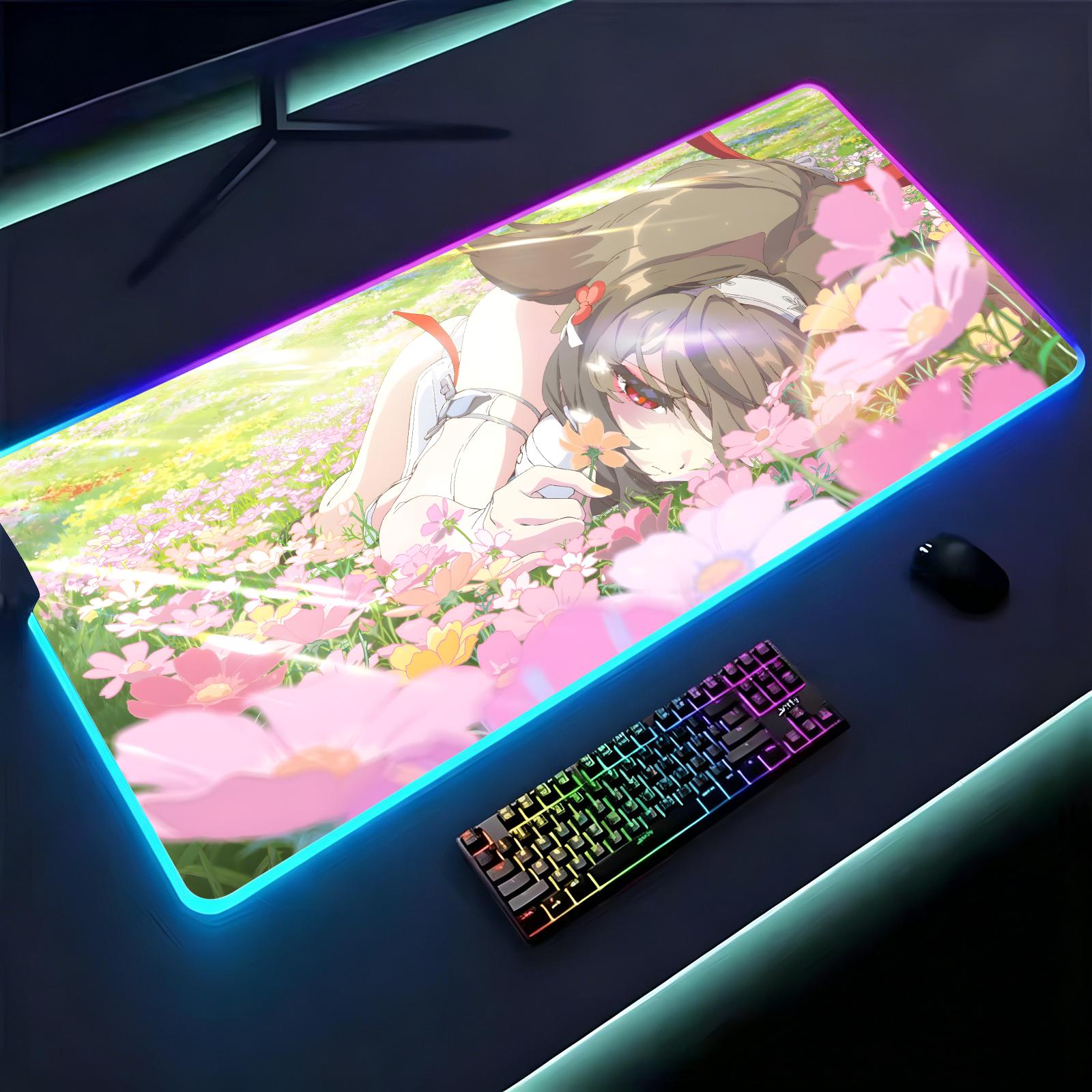 Esports Gaming Zone - Zenless Zone Zero Ye Shunguang バックライト付きeスポーツゲーミングマウスパッド、滑らかで柔らかい布製表面、LED発光拡張デスクマット
