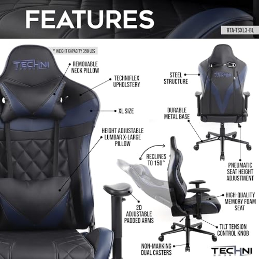 GamerXLシリーズXLゲーミングチェア、長時間プレイ用、 - Gaming & Esports District のレビューと価格