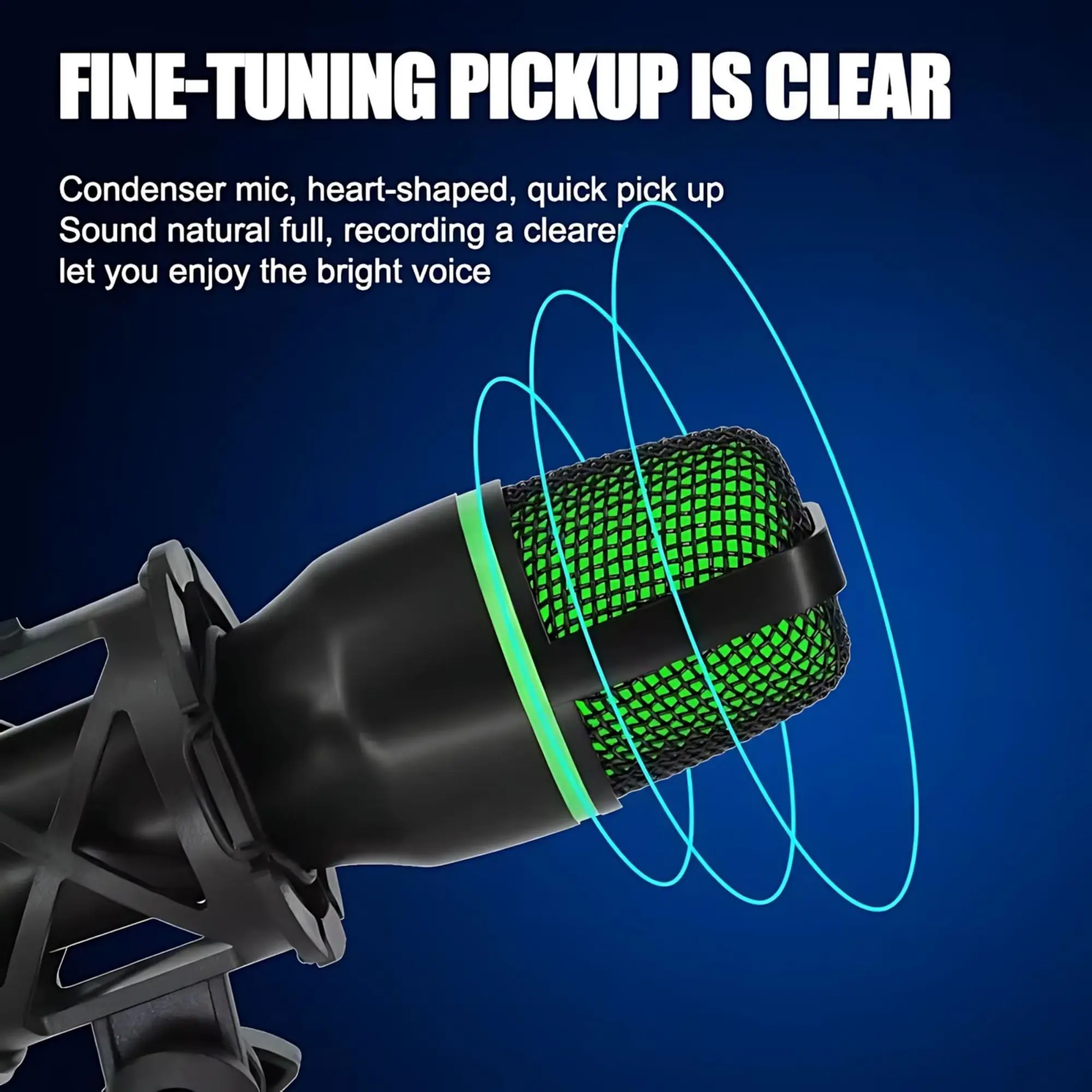 RGB照明付きマイクキット、三脚スタンド付き、ストリーミング - Streaming Mic Condenser のレビューと価格