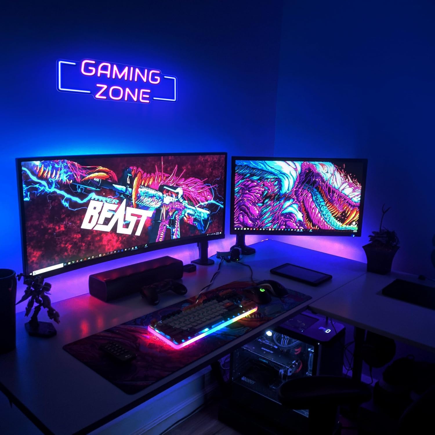ゲーミングゾーンネオンサインUSB LEDネオンライト壁飾り - Esports Gaming Zone のレビューと価格