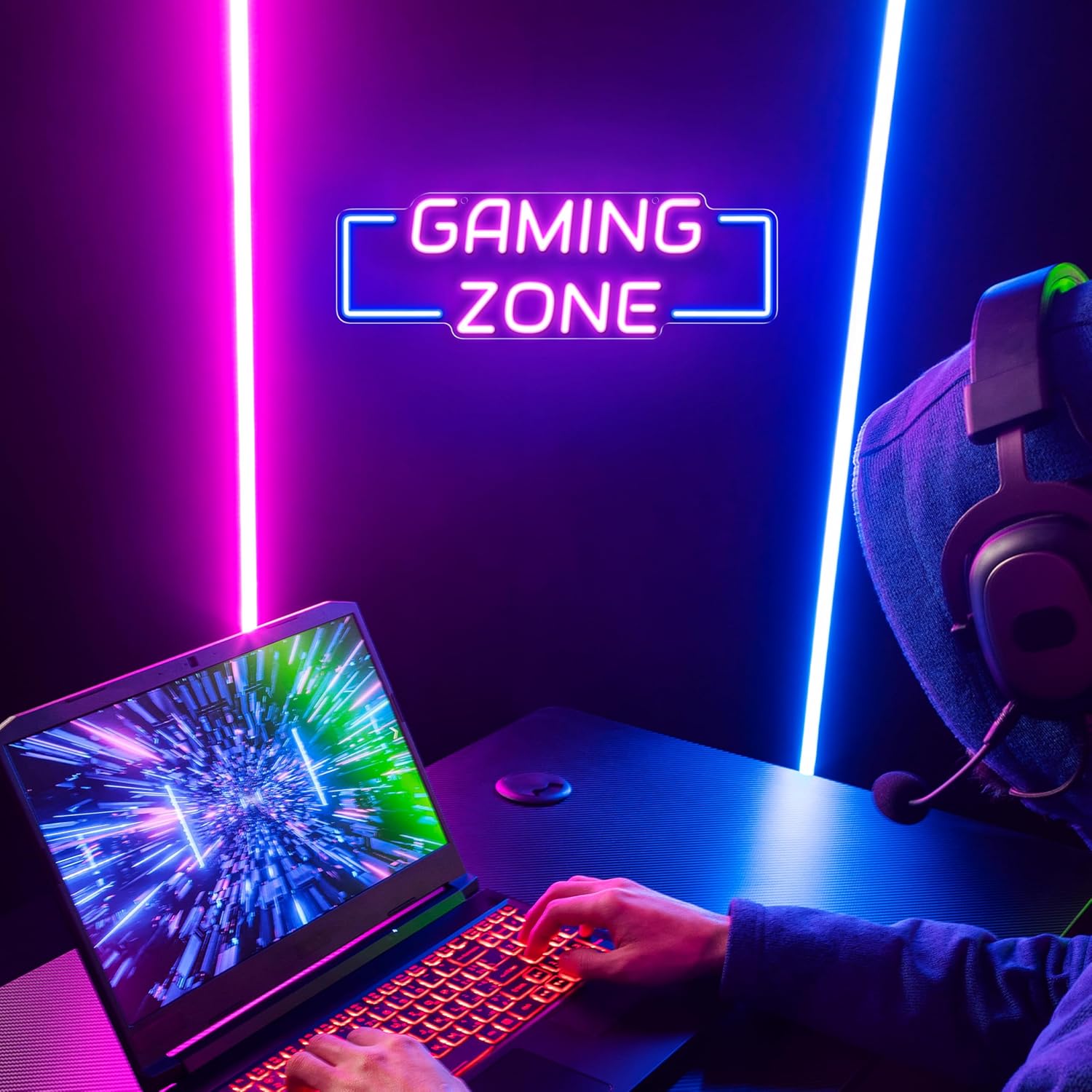 ゲーミングゾーンネオンサインUSB LEDネオンライト壁飾り - Esports Gaming Zone のレビューと価格