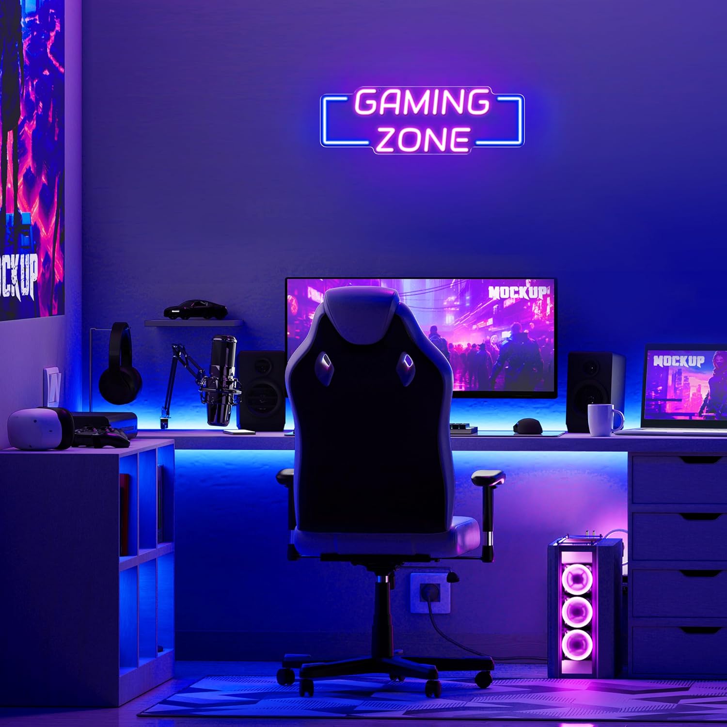 ゲーミングゾーンネオンサインUSB LEDネオンライト壁飾り - Esports Gaming Zone のレビューと価格