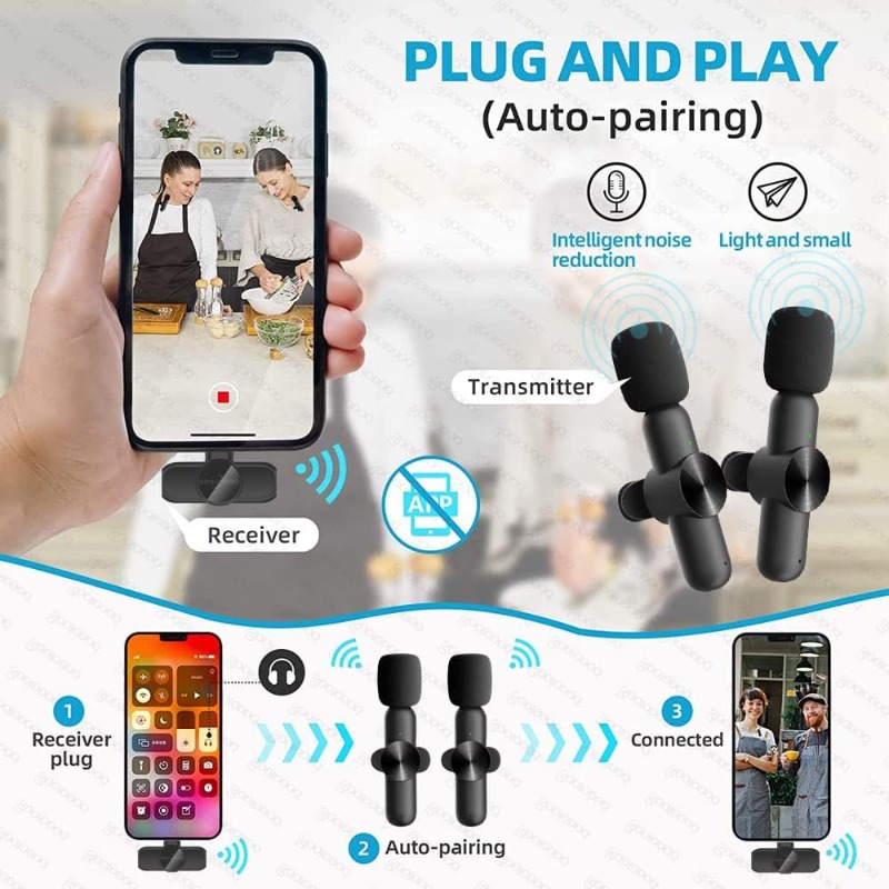 iPhone iPad用ワイヤレスラベリアマイク、録音、ライ - Streaming Mic Condenser のレビューと価格
