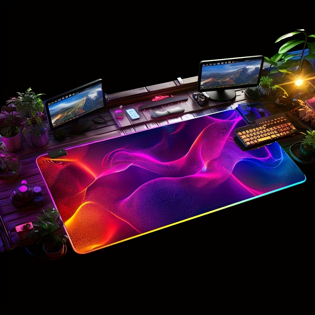 RGB LED カラフルウェーブ大型ゲーミングマウスパッド、 - Mouse Pad Extended Rgb のレビューと価格