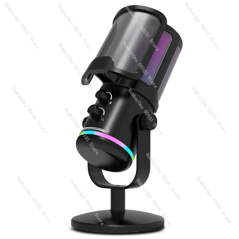 USB RGB コンデンサーマイク デスクトップゲーミングマ - Streaming Mic Condenser のレビューと価格