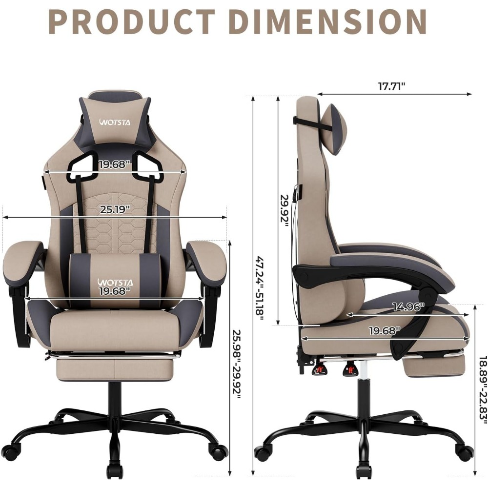 人間工学に基づいたゲーミングチェア、マッサージ機能、フットレ - Gaming & Esports District のレビューと価格