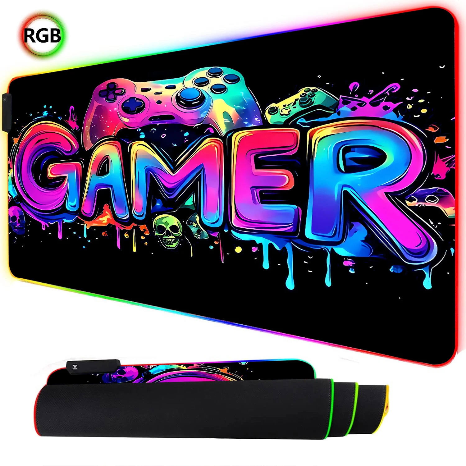 RGB ネオンゲーミングコントローラーアートマウスパッド L - Esports Gaming Stocks のレビューと価格