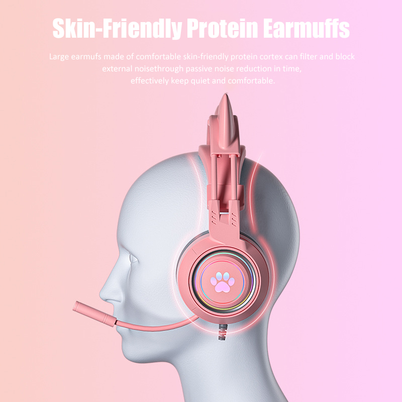 マイク付きのかわいい猫の耳のゲーミングヘッドフォン,RGBの - Esports Gaming Headphones のレビューと価格