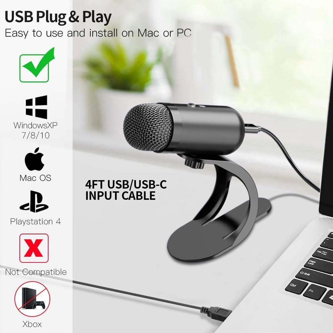 プロ仕様USBコンデンサーマイク、会議用マイク、デスクトップ - Streaming Mic Condenser のレビューと価格