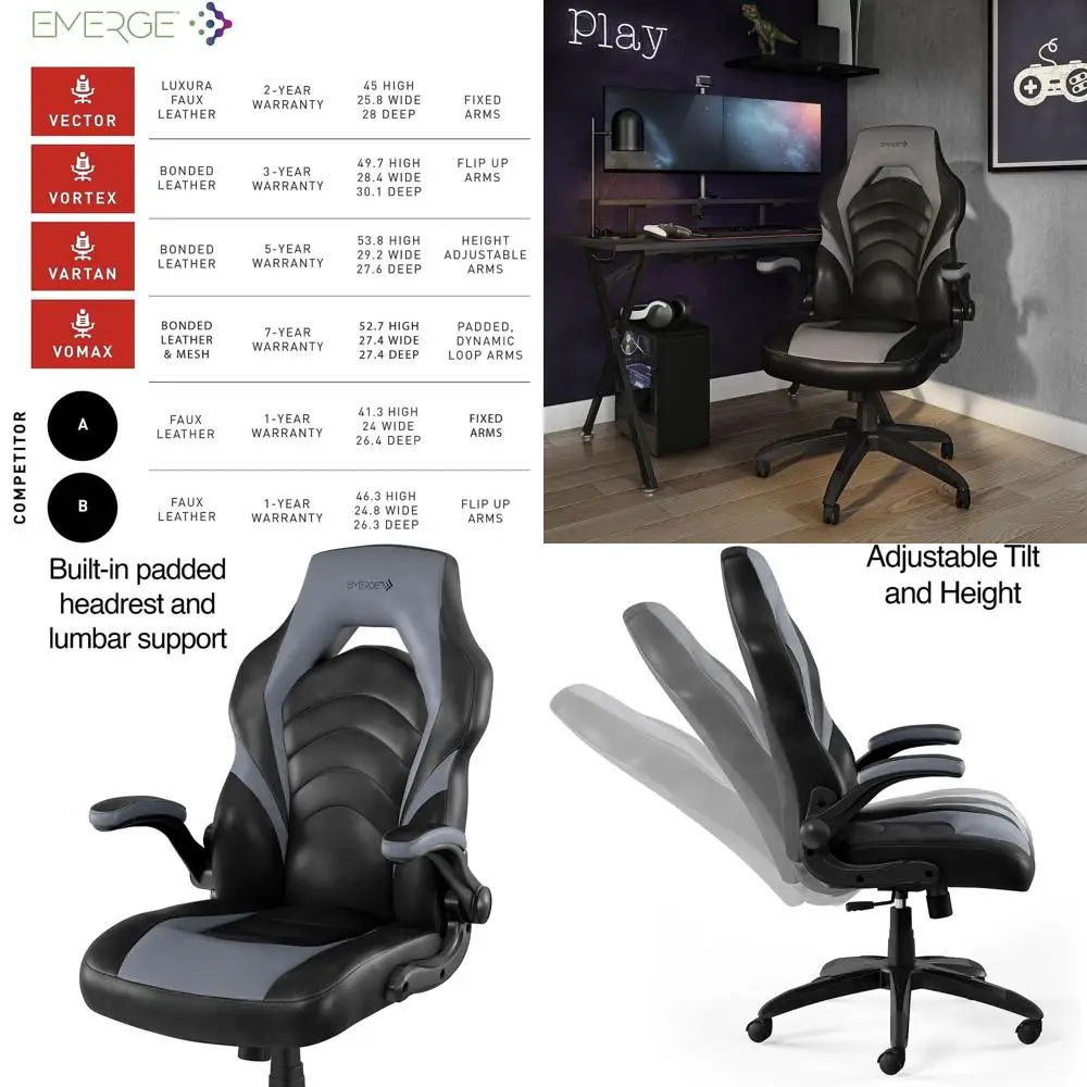 人間工学に基づいた調節可能なゲーミングチェア、高さ調整可能、 - Gaming & Esports District のレビューと価格